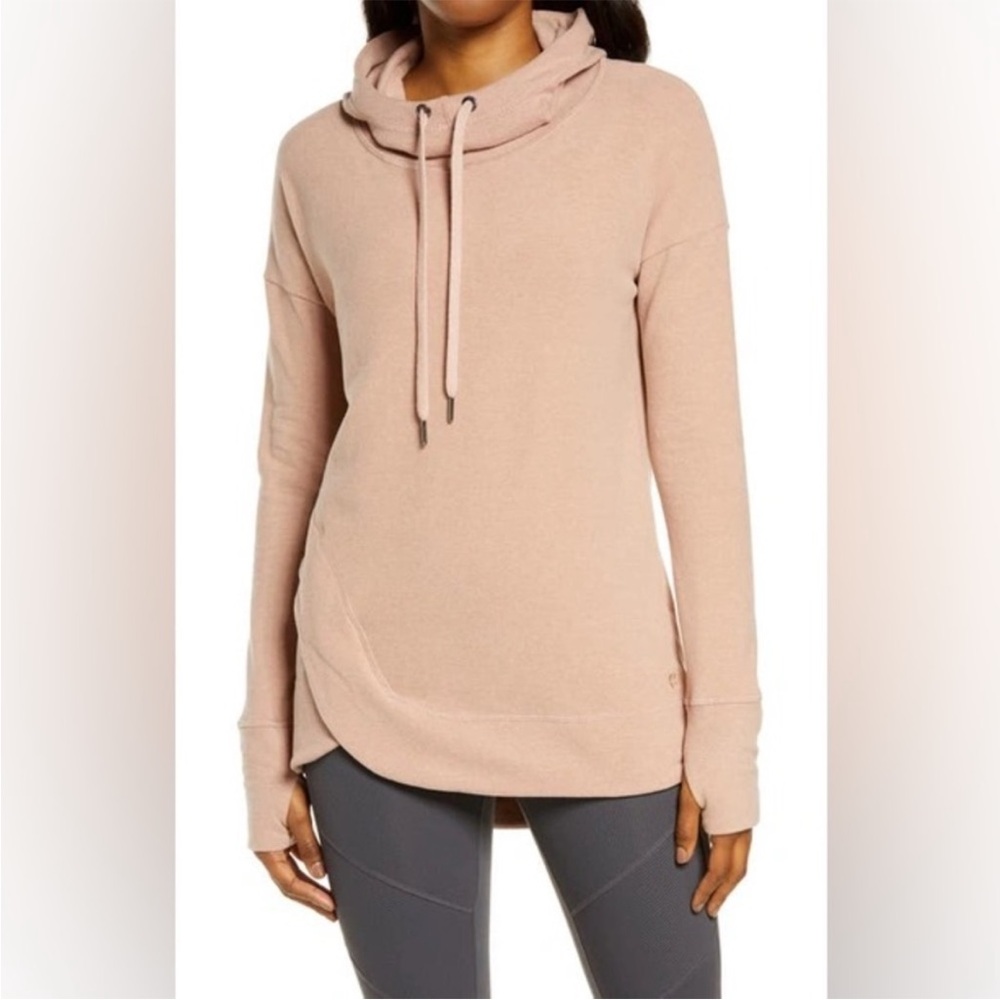 Sweaty Betty escape luxe fleece hoody misty rose pink